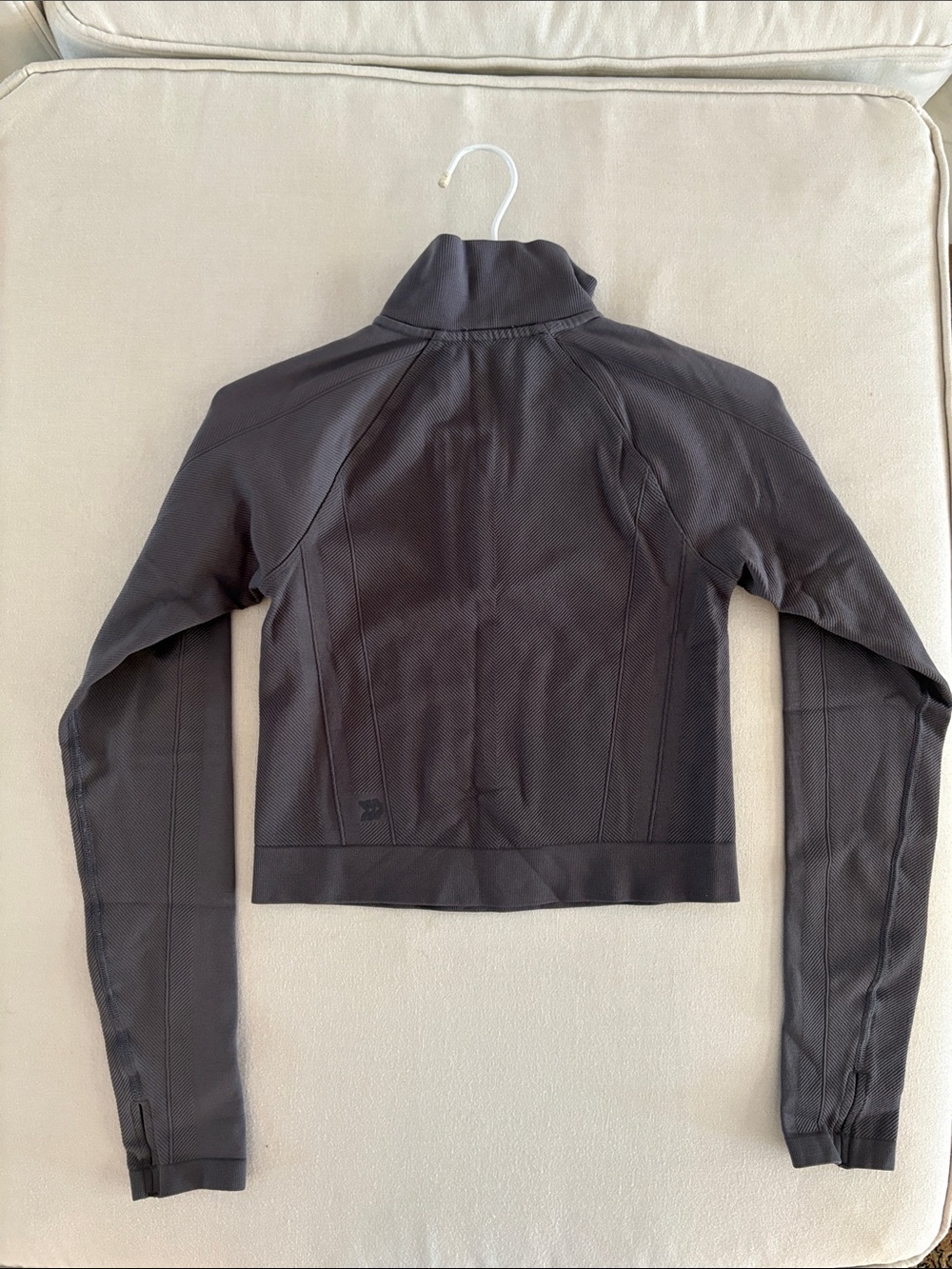Ribbed Yoga Charcoal Half-Zip Bomber Style Jacket - Picture 2 of 2